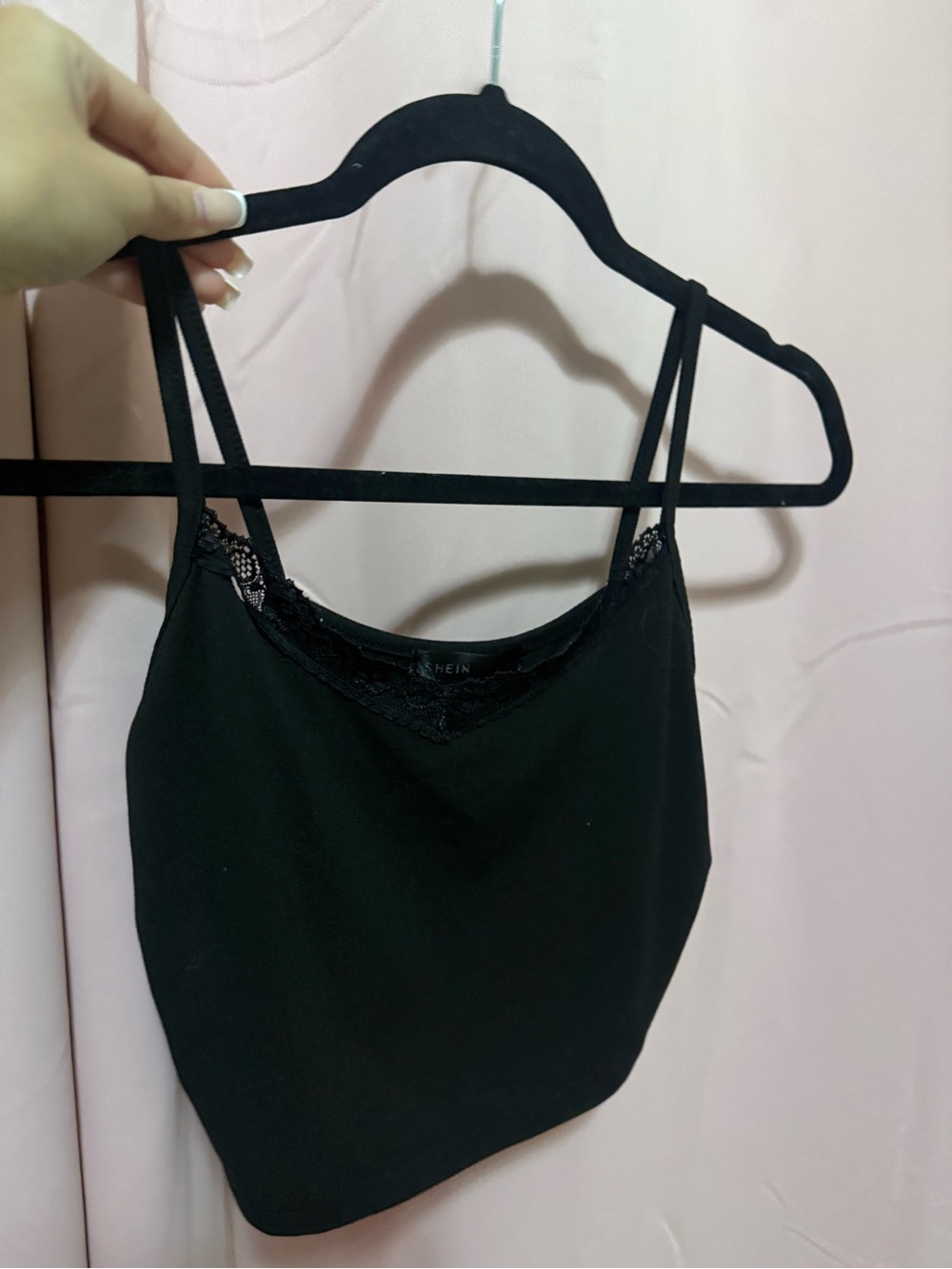 🩷Black Lace-Trim Cami Tank Top